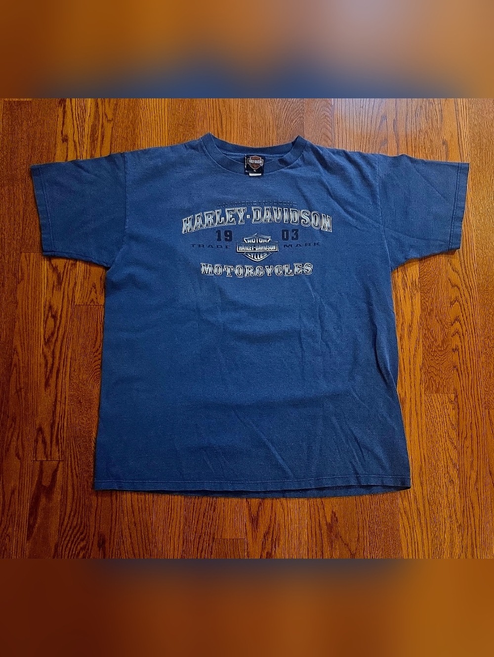 Harley-Davidson Navy Blue Short Sleeve Logo Tee XL Earl Smalls Marrietta